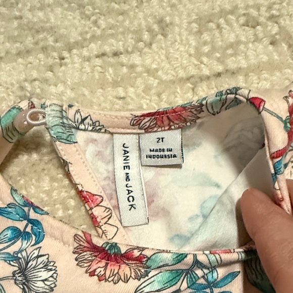 Janie and Jack Floral Kids Dress in Pink and Blue - Picture 2 of 3